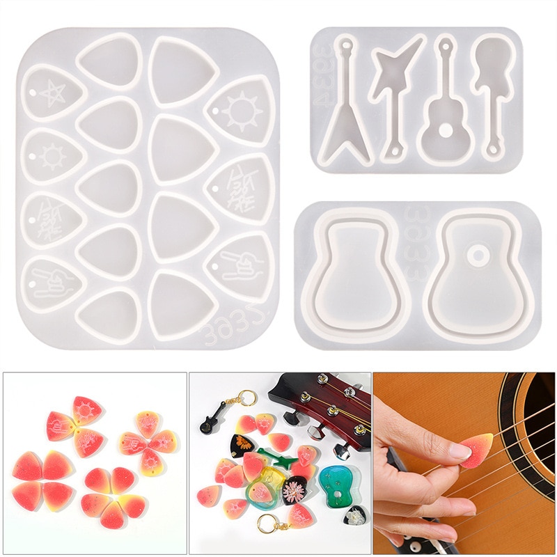 Guitar Resin Mold Guitar Pick Silicone Mold DIY Keychain Earring Pendant Epoxy Resin Glue Mold Music Storage Accessories Tool