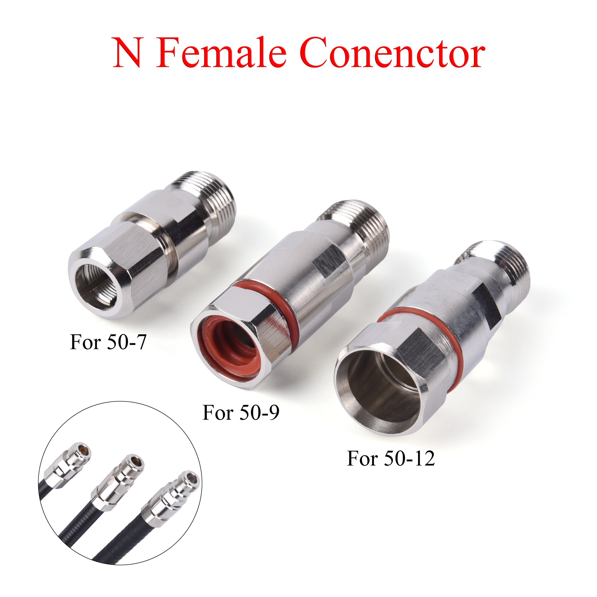 RF Coaxial Connector N Female Jack Socket Clamp Adapter Use For 50-7/RG8U 50-9/1/2"S 50-12/1/2" Cable