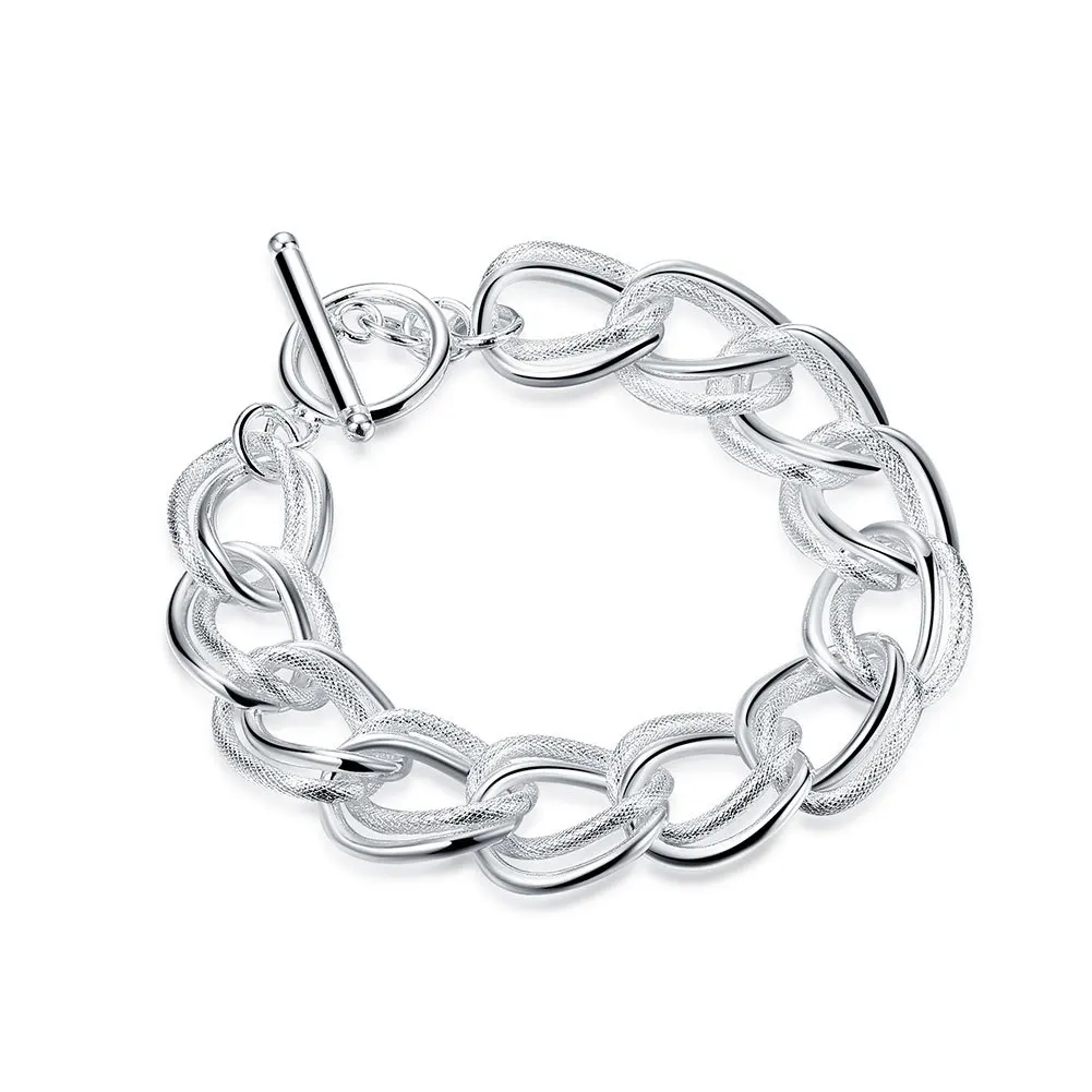 925 Sterling Silver beautiful Double twist chain Bracelets For Women fashion party Wedding