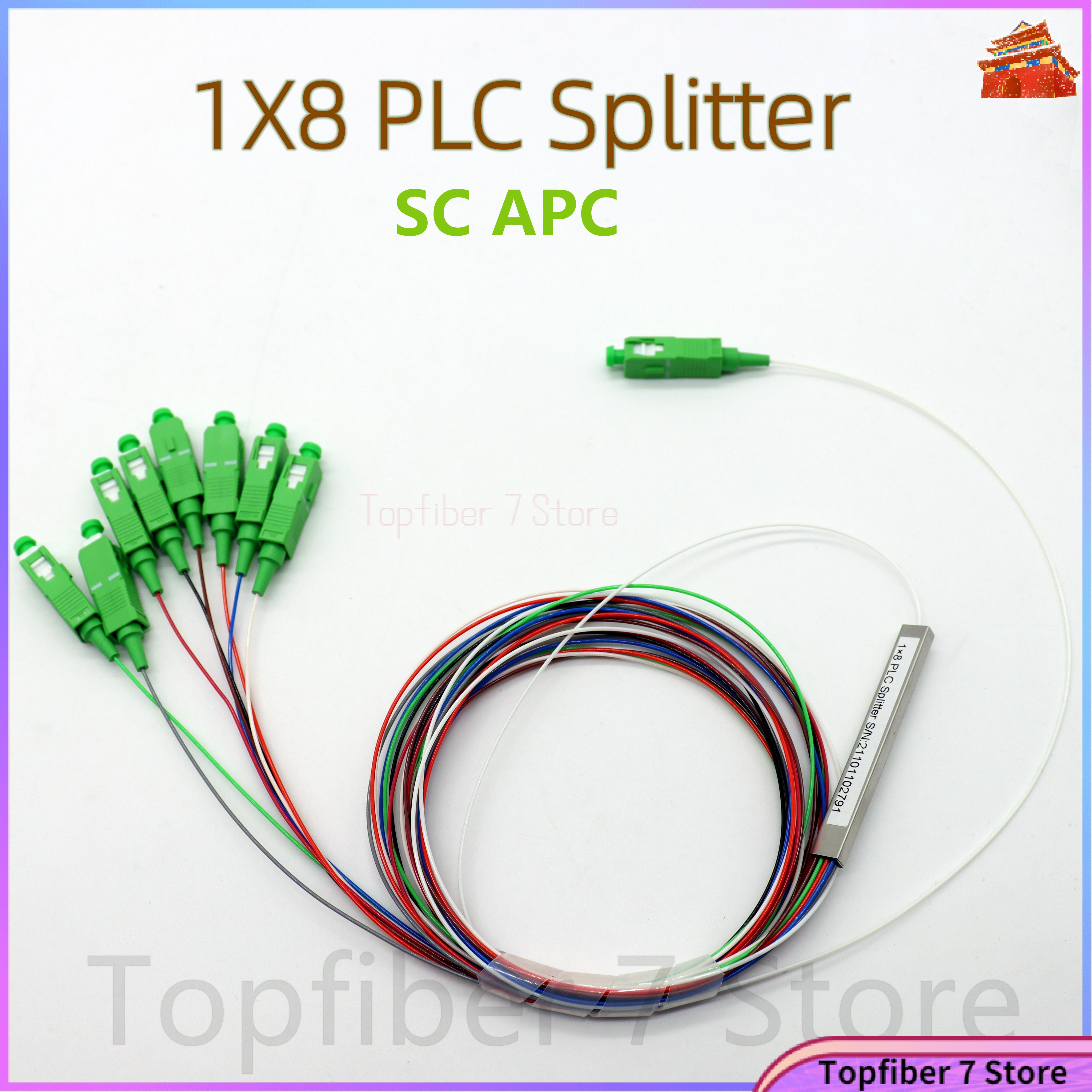 10pcs SC/APC 1X8 PLC Splitter 0.9mm Steel Tube 1m Fiber Optic splitter FTTH Optical fiber Connector 1*8 SC APC Free Shipping