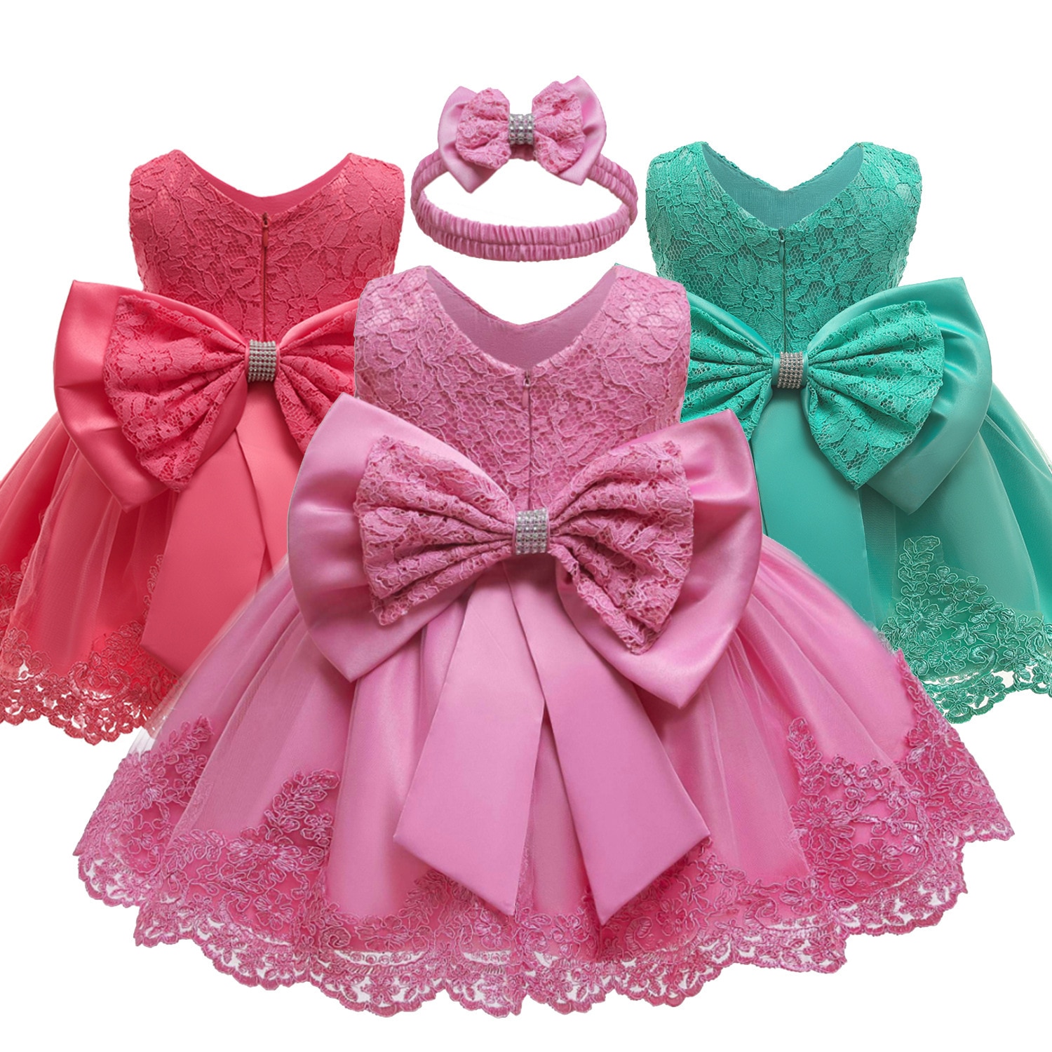 Kids Birthday Dresses for Baby Girls 3 Month To 2-6 Year Cute Princess Ball Gown Toddler Child Elegant Party Christmas Costumes