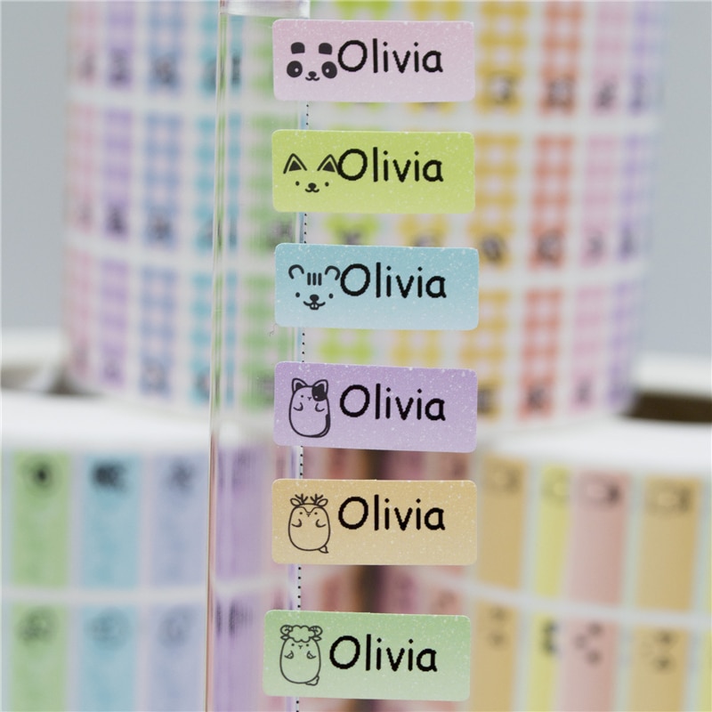 Rainbow Color Custom Name Stickers Multicolor Waterproof School Label Personalized Name Stickers Decal Multi Purpose Colorful