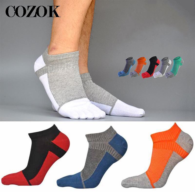 4pcs=2pairs Pure Cotton Five Finger Socks Mens Sports Breathable Comfortable Shaping Anti Friction Men's Socks With Toes EU