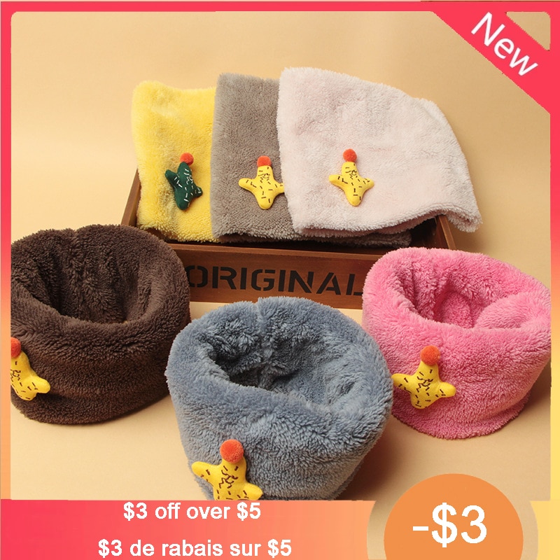 JIAYAN Winter Baby Scarf For Boys Girls Fleece Neck Warmer Scarf Solid Color Children Scarves Casual 2021