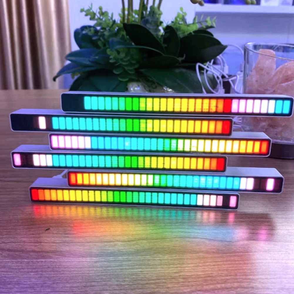 RGB Activated Music Rhythm Lamp Bar Sound Control LED Car Atmosphere Light Bar Colorful Music Ambient Lamp