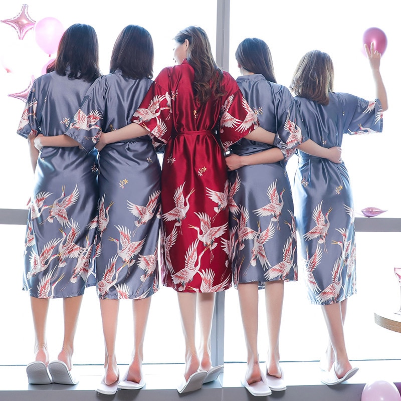 Fashion Women's Summer Kimono Robe Lady Rayon Bath Gown Yukata Nightgown Sleepwear Sleepshirts Pijama Mujer Plus Size M-XXL