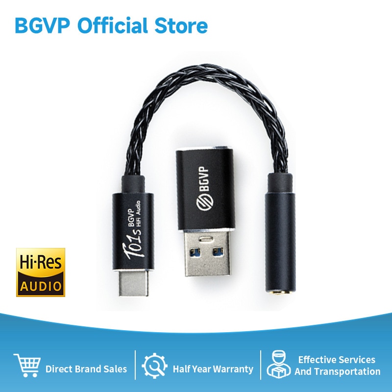 BGVP T01s Dac Decoding Audio HiFi Earphone Amplifier USB TypeC to 2.5/3.5/4.4mm Jack Adapter 32bit Digital Decoder AUX Converter