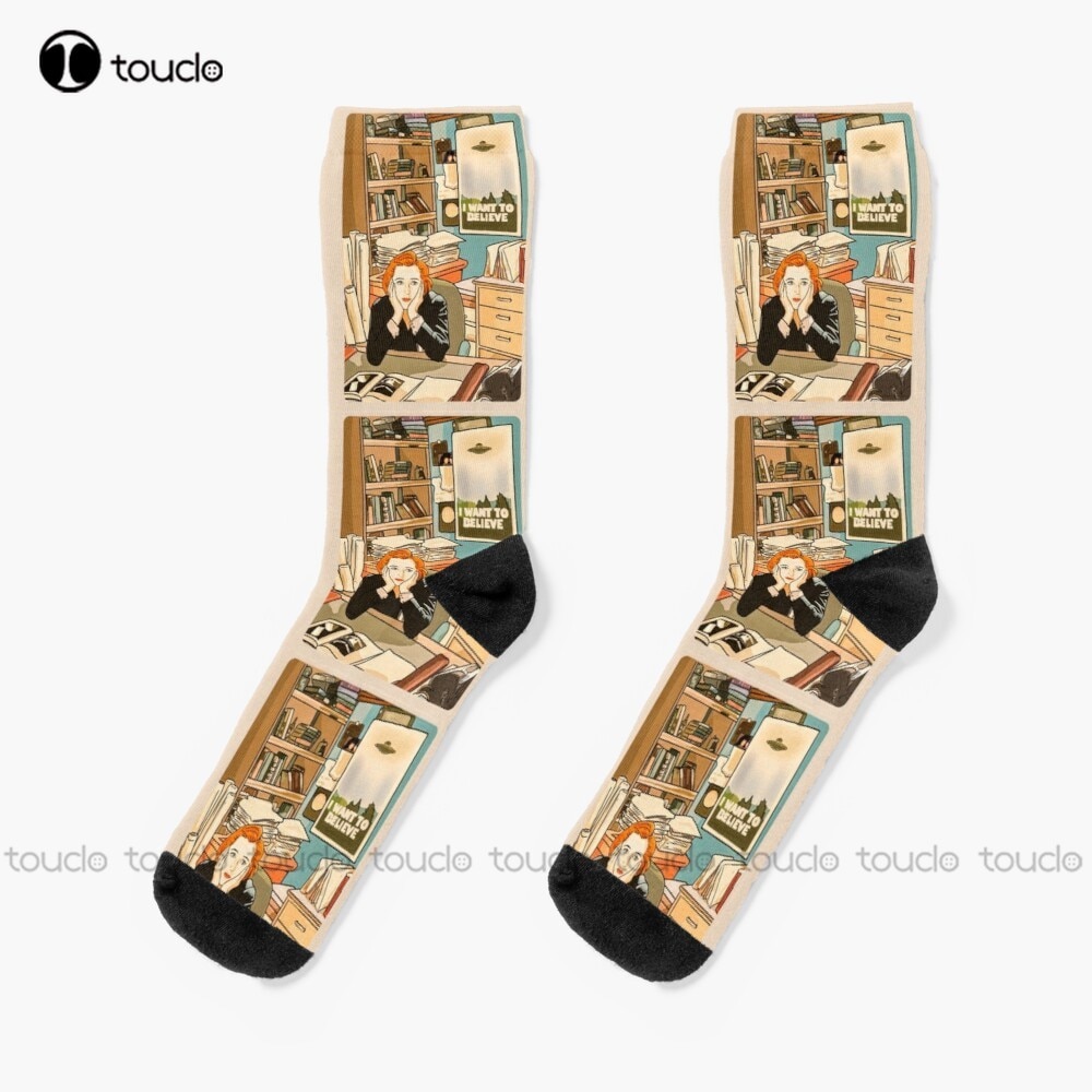 The Skeptical Dana Scully In The Mulder S Office The X Files Socks White Socks Women Christmas New Year Thanksgiving Day Gift
