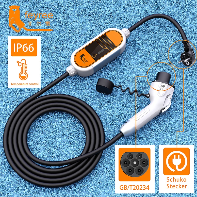 feyree Portable EV Charger Wallbox GB/T Cord 16A Cable 3.5KW 1Phase 32A 7KW Charging Station 11KW 3 Phase for Electric Car