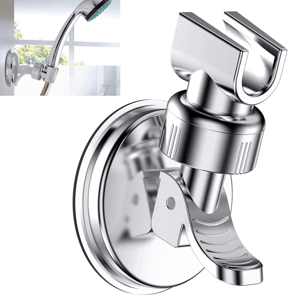 Universal Adjustable Hand Shower Holder Suction Cup Holder Full Plating Shower Rail Head Holder Bathroom Bracket Stable rotation