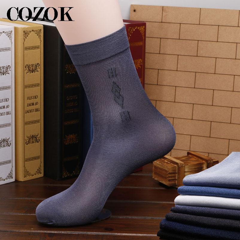 5 Pairs/lot High Quality Men Silk Navy Black Socks Summer Autumn Transparent Business Casual Men Dress Suit Formal Middle Socks