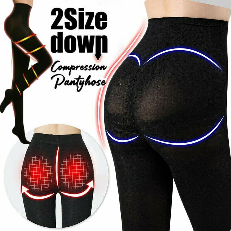 2 Size Down Compression Pantyhose Women Tights Lift Up Buttocks Legs Shaper Sliming Pantyhoses Stocking