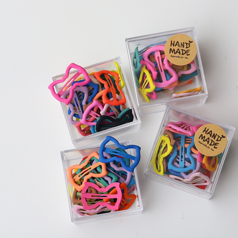 24pcs Bow-shaped Hairpin Girly Candy Color Hairpin BB Clip Sweet Hairpin Cute Girl Hair Accessories Boxed Colorful Hairpin