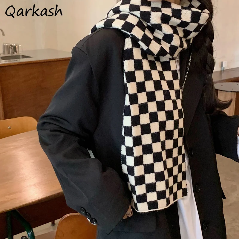 Plaid Scarves Women Winter Korean Style Fashion Checkered Popular Warm All-match Retro Leisure