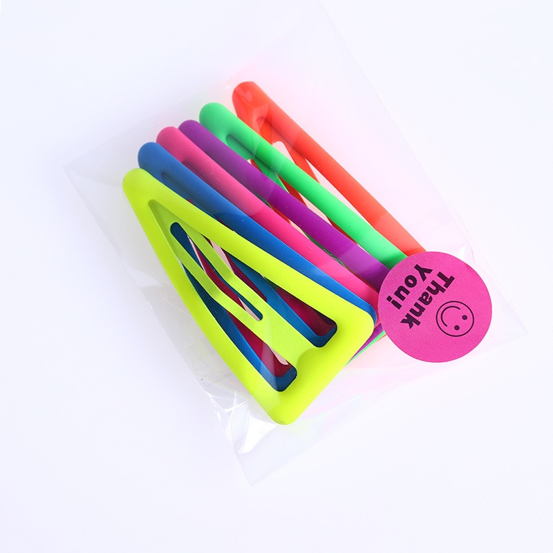 6pcs Fluorescent Color Hairpin Combination Set Girl Hair Accessories Boutique Hairpin Simple Children's Hairpin BB Clip