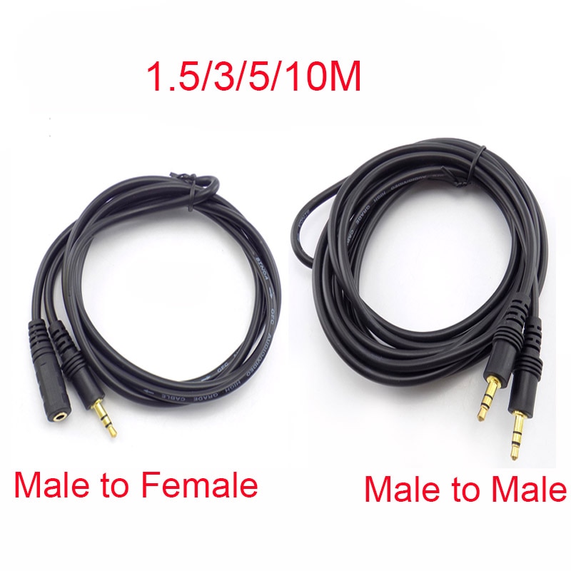 1.5/3/5/10M Male to Male 3.5mm Stereo Jack Male to Female Plug Audio Aux Extension Cable Cord for Computer Laptop MP3/MP4