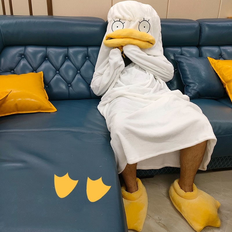 Funny Sleep Blanket Plus Nightgown Women Men Cartoon Pajamas Pullover Winter Warm Pyjamas Anime Sleeping Bag Sleepwear With Shoe