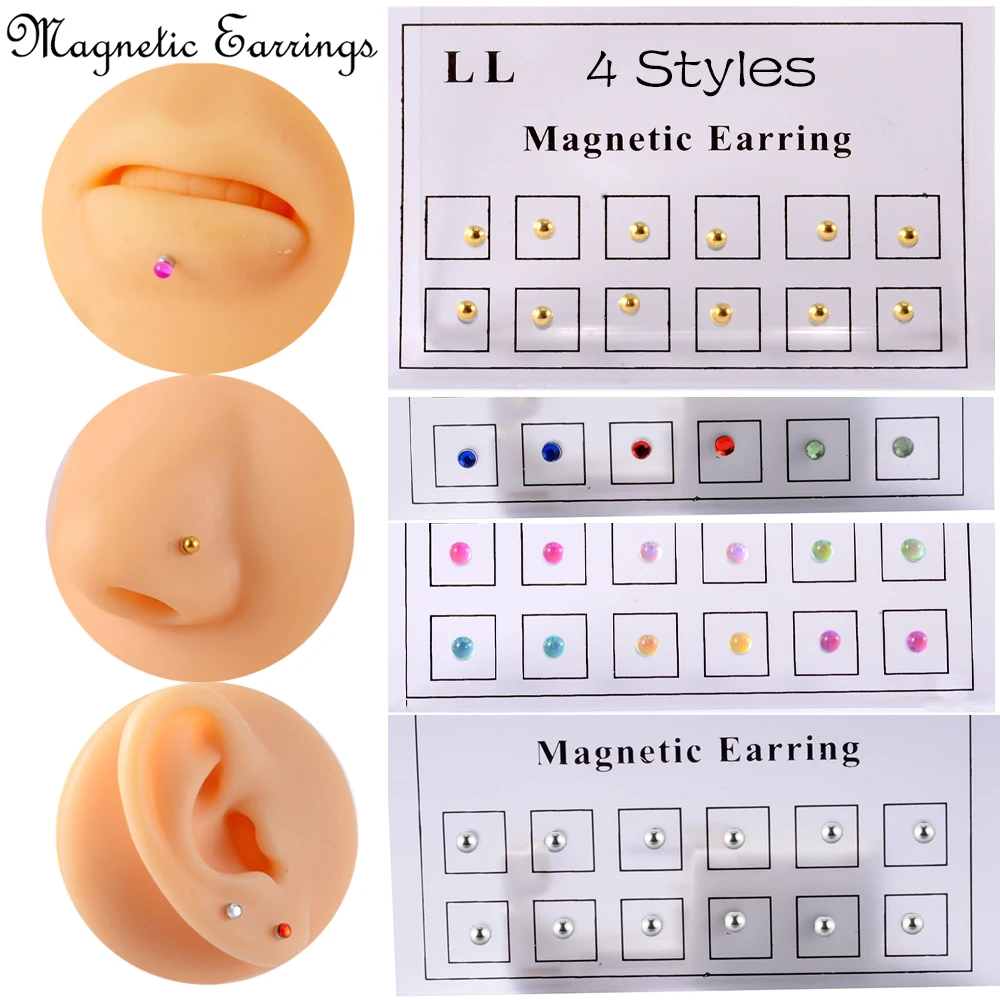 40pcs/Set Wholesale Magnet Ear Cartilage Lip Labret Stud Nose Ring Fake Cheater Non Pierced Jewelry