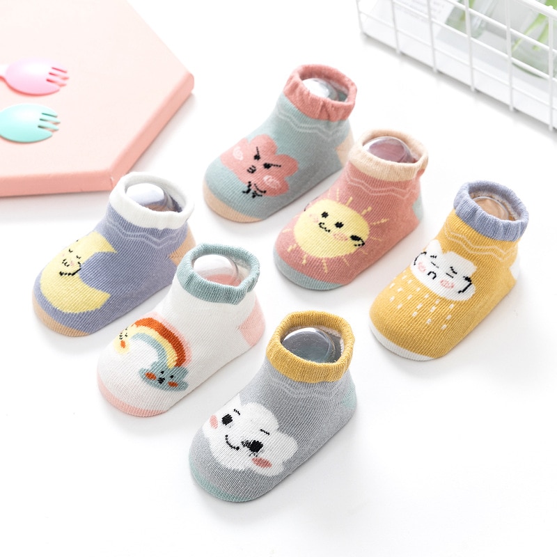 Four Season Baby Socks Shallow Mouth Infant Children Cotton Non-slip Floor Socks Boys Girls Cartoon Sock Shoes Kids Stockings