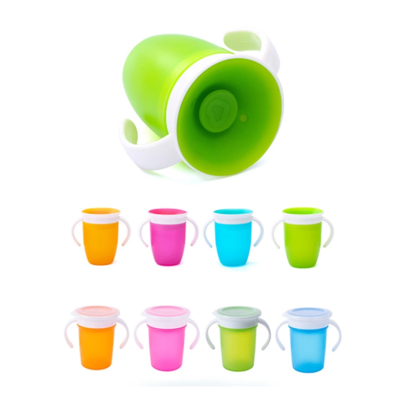 360 Degree Can Be Rotated Magic Cup Baby Learning Drinking Cup LeakProof Child Water Cup Bottle 260ML