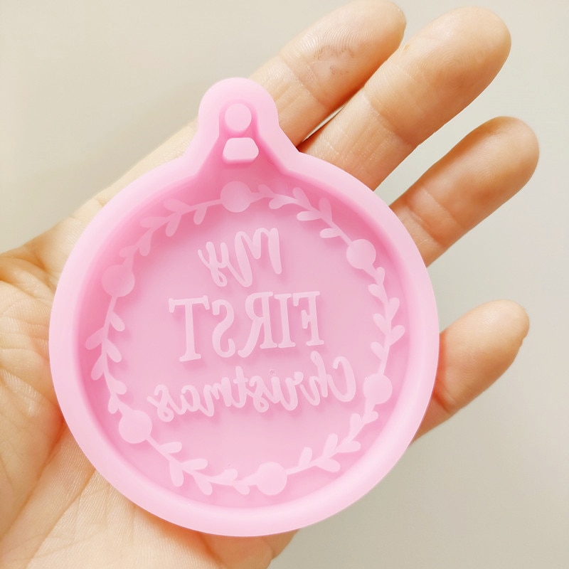 New Lydia Silicone Epoxy Mould Keychain Earring Resin Art Supplies My Baby First Christmas Resin Mold