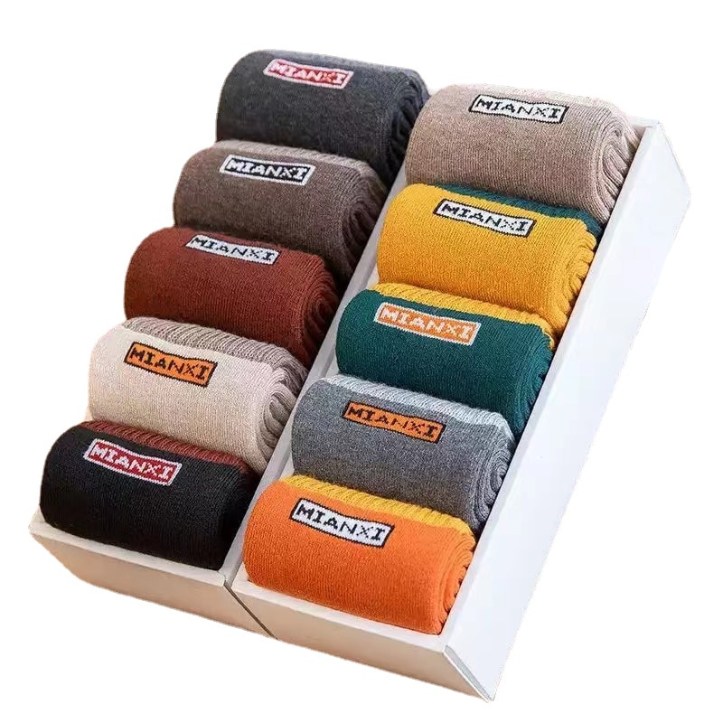 10pairs/lot Men's Winter Thicken Long Tube Warm Cotton Socks Casual Harajuku Socks Snow Socks Soft Breathable High-quality 