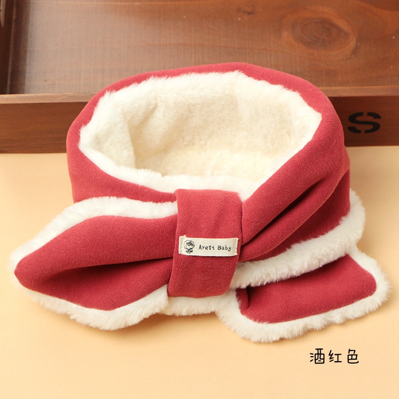 New Autumn Winter Baby Scarf Cotton Plus Velvet Thick Children Scarves Korean Solid Girls Boys Toddler Warm O-ring Neckerchief