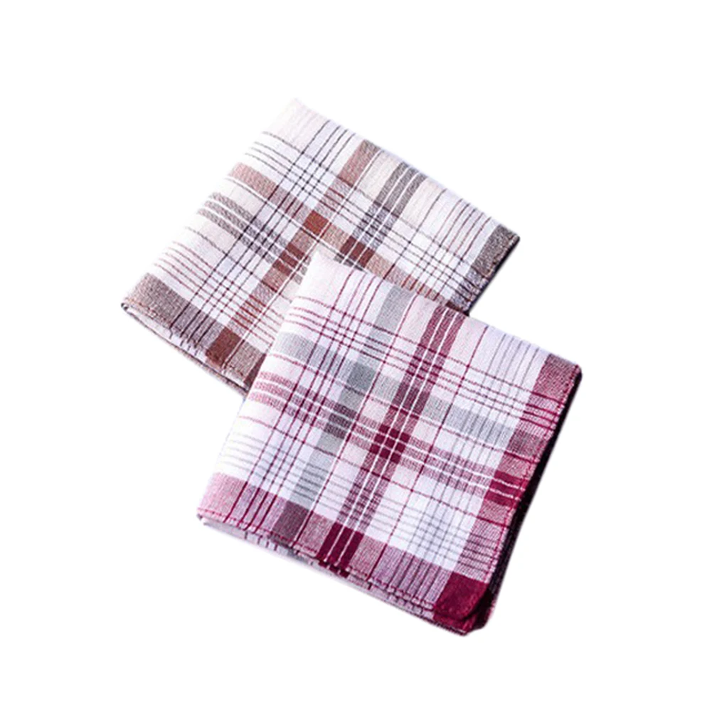 5Pcs/lot Square Plaid Stripe Handkerchiefs Men Classic Vintage Pocket Pocket Cotton Towel For