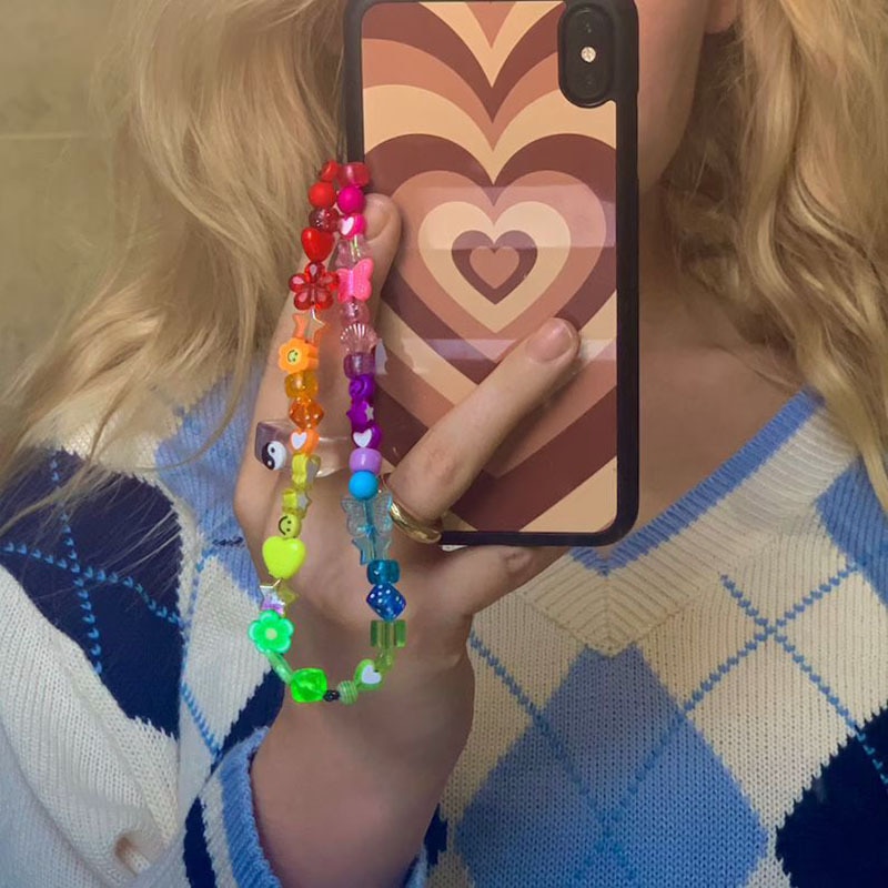 Free Shipping Colors Beads Phone Chain Lanyard Butterfly Mobile Phone Straps Anti-Lost Simulated Pearl Cell Phone Chains Jewelry