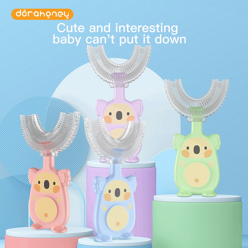 Baby Silicone Toothbrush Children 360 Degree U-shaped Toothbrush Teethers Soft Silicone Baby Brush Kids Teeth Oral Care Cleaning