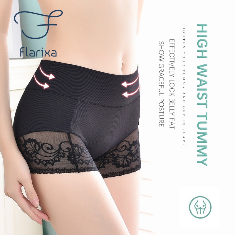 Flarixa Plus Size Lace Women's Shorts Mid Waist Seamless Safety Shorts Under The Skirt Protective Leggings Female Boxer Pan