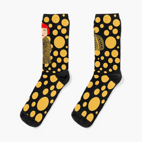 Yellow Dots Yayoi Kusama Inspired Crew Socks Unisex Comfortable Best Women Autumn Cotton Short Mens Cartoon Ladies Sports