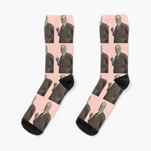 Freud With Cigar Against A Blush Pink Ro Crew Socks Pattern Sports Autumn Mens Cartoon Funny Best Breathable Short Winter Black