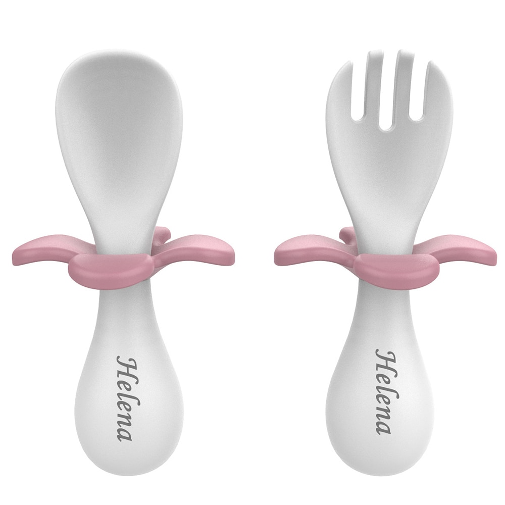 Personalize Any Name 2pcs BPA-Free Baby Spoon And Fork Toddler Utensils Set Feeding Spoon Learn To Eat Children's Tableware