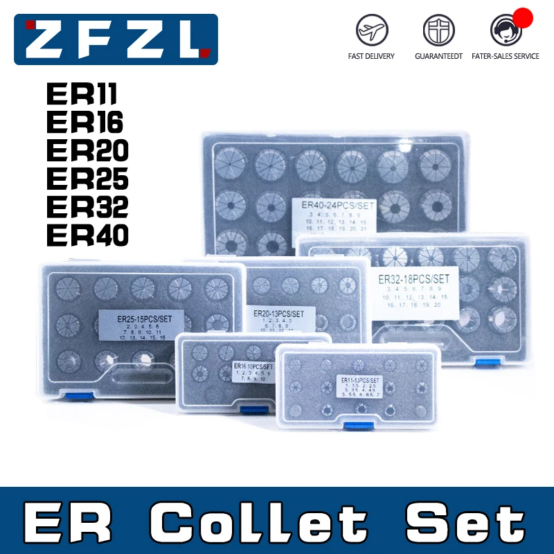 1Set ER11 ER16 ER20 ER25 ER32 ER40 Spring Collet AA High Precision 0.005mm CNC Milling Tool Holder