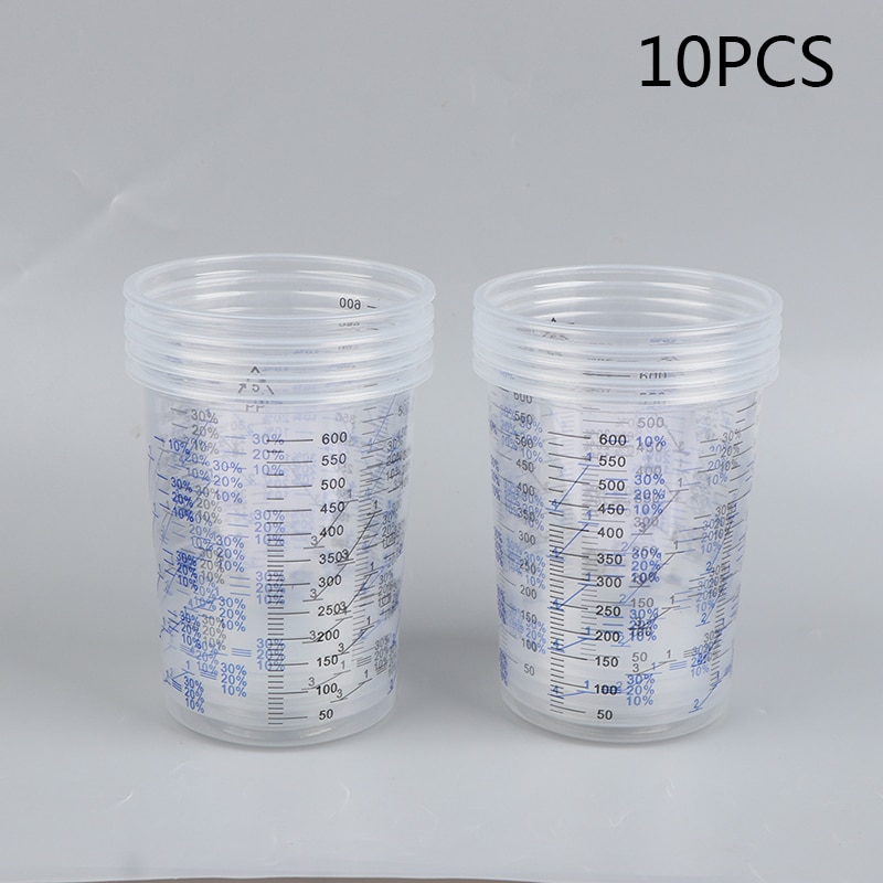 10 Pcs Paint Mixing Calibrated Cup Plastic Paint Mixing Cups 600Ml Mixing Pots for Accurate Mixing of Paints and Liquids
