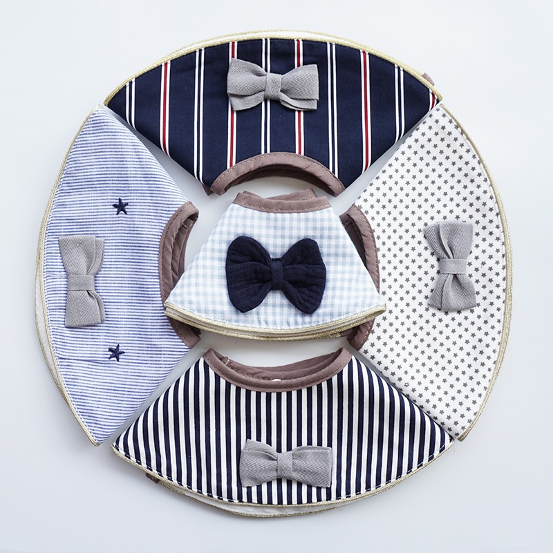 ins Korean version of the new Japanese-style bib male baby fake collar 360-degree rotating bib saliva towel waterproof baby bib