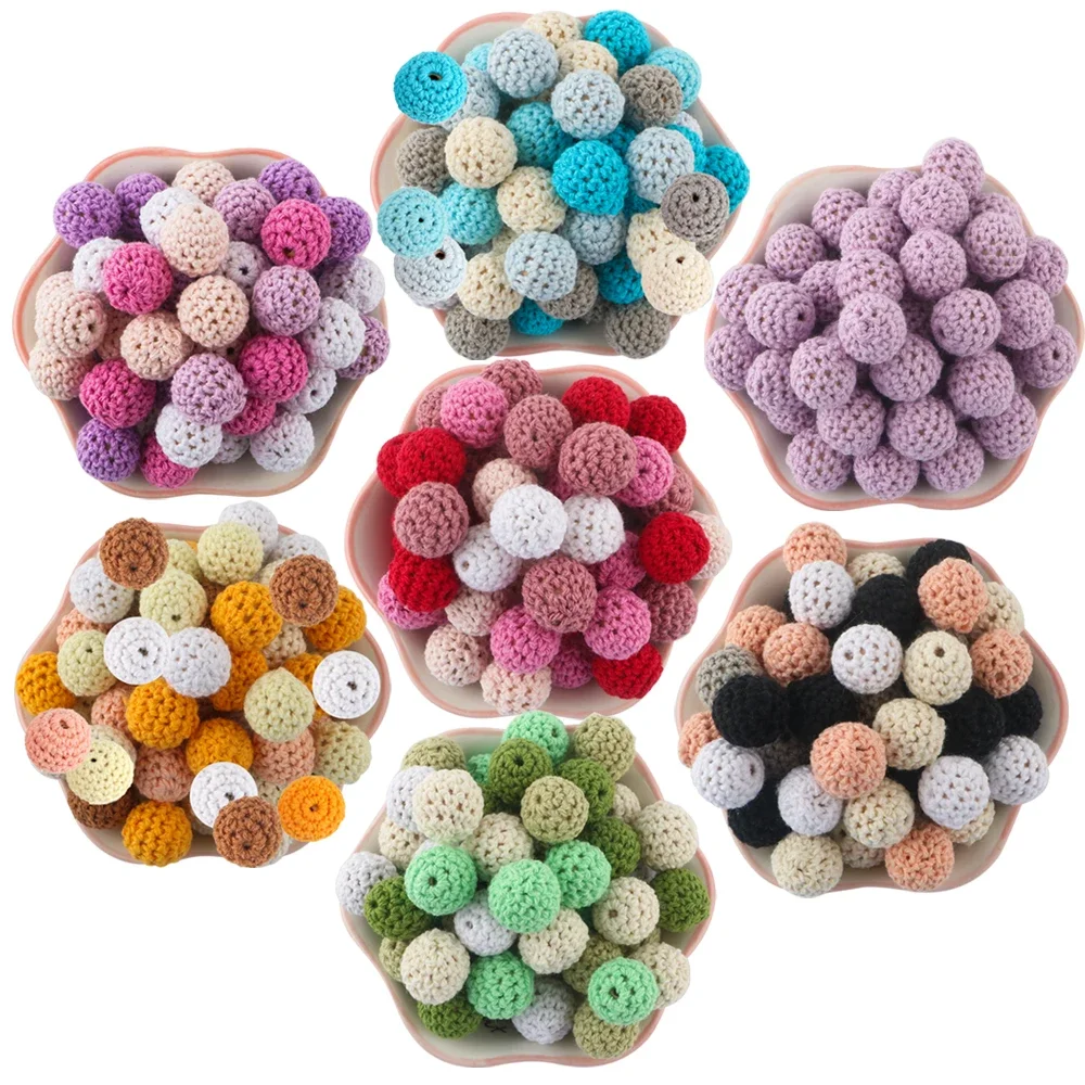 16/20MM Knitting Crochet Round Wooden Beads 20Pcs/Lot Handmade Ball DIY Necklace Jewelry Organic