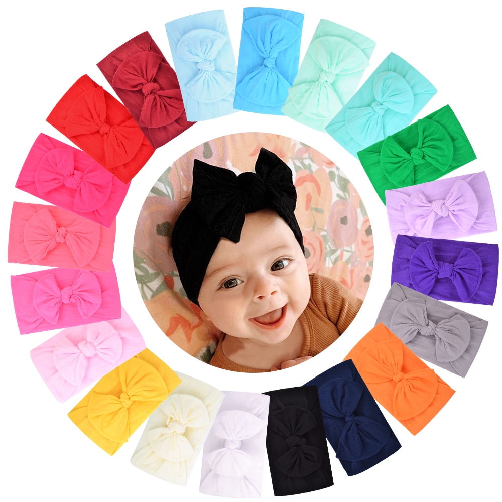 1 Pcs Soft Baby Headband Elastic Knot Turban Nylon Headbands for Girls Head Wrap Newborn Bow Hairband Toddler Hair Accessories