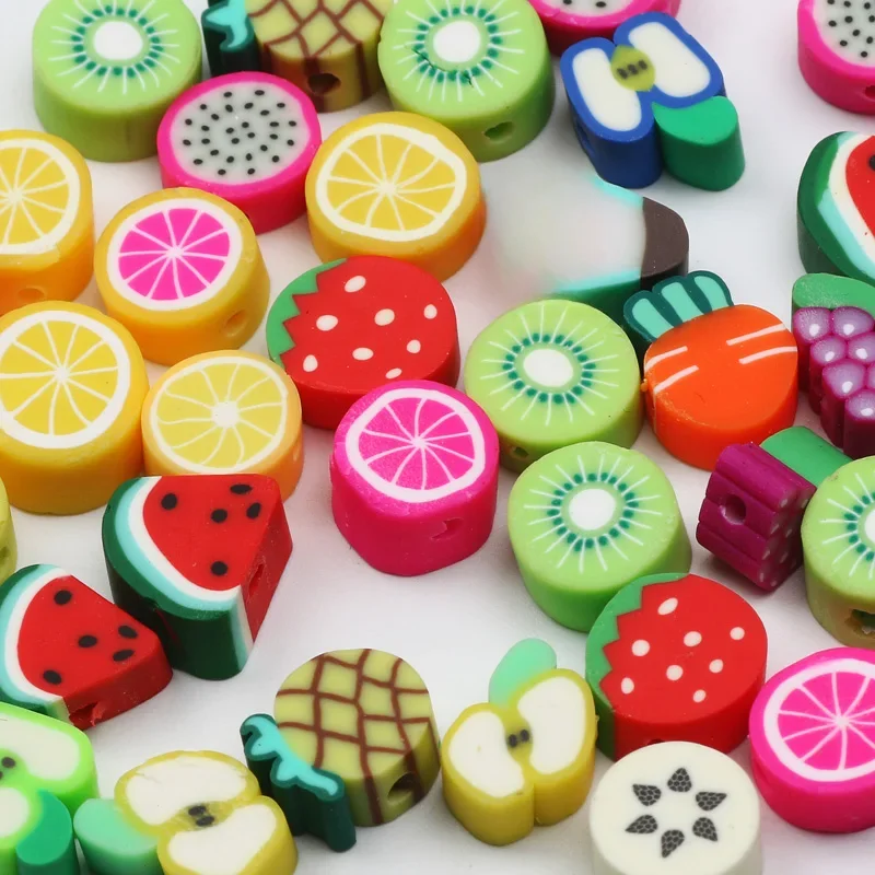 20/50/100pcs Mixed Fruit Polymer Clay Spacer Beads For Jewelry Making Necklace Bracelet Earrings
