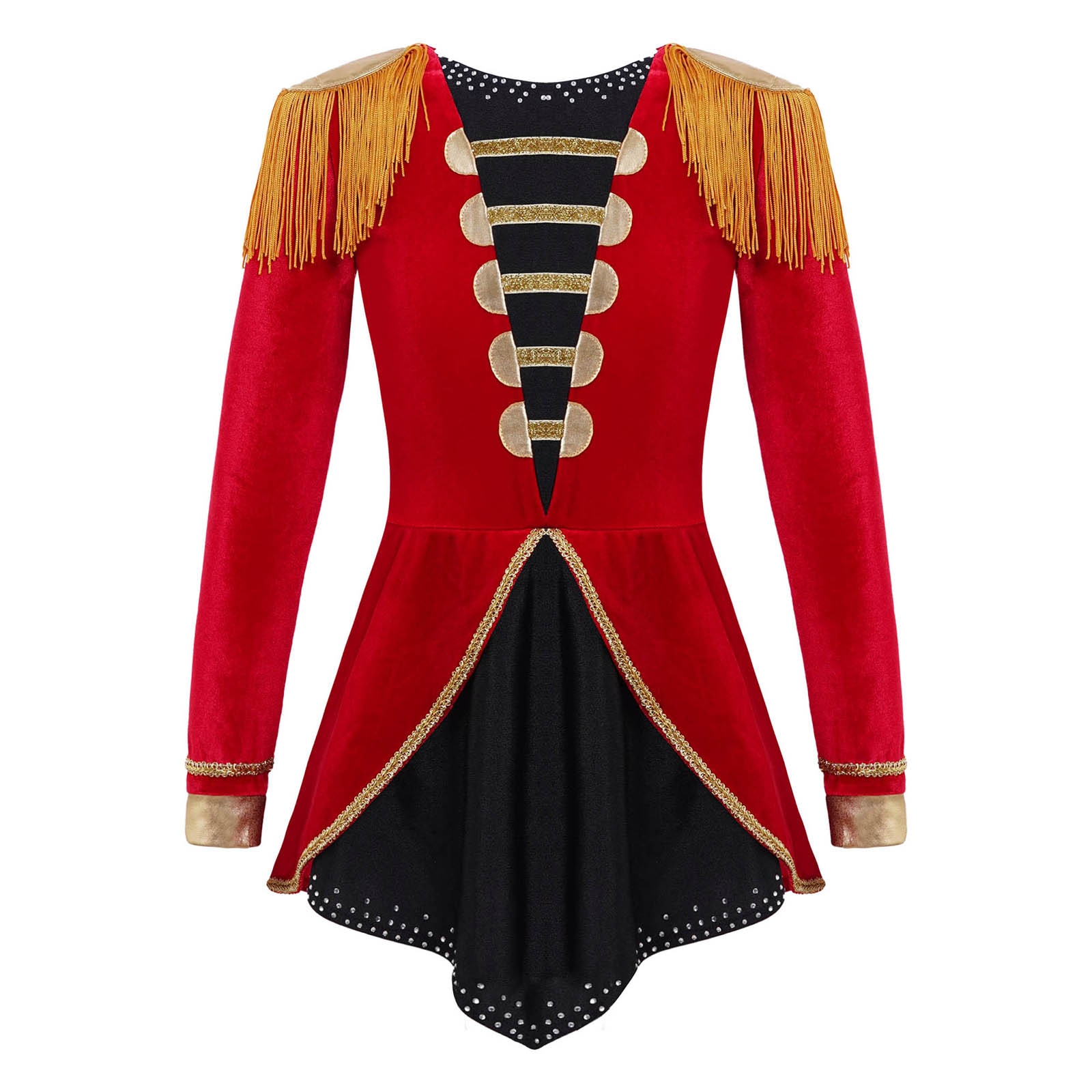 4-16Y Kids Girls Circus Cosplay Costumes Long Sleeves Bodysuit Leotard Tassel Jumpsuit Nightclub Jazz Dance Performance Clothing