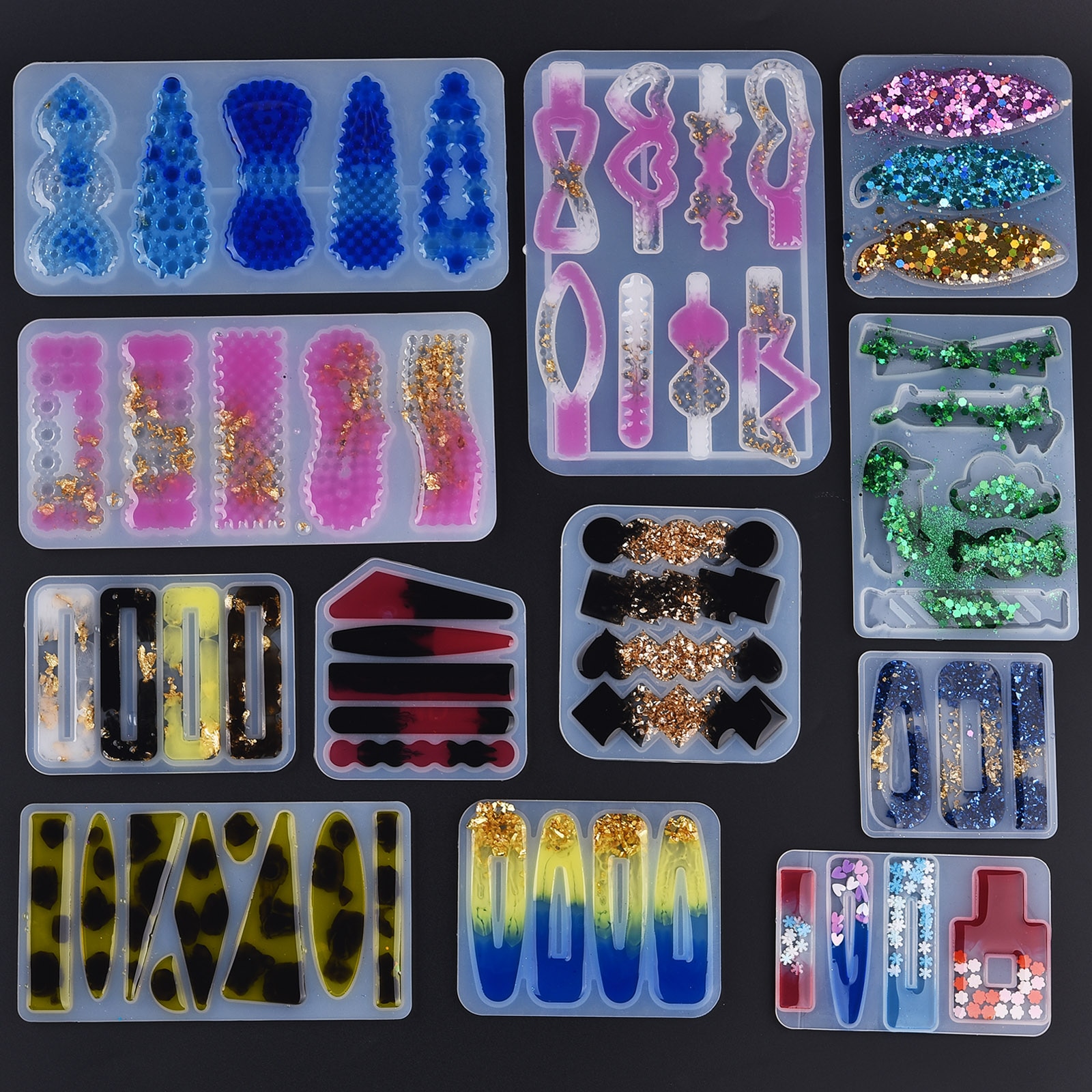 Barrettes Silicone Mold Metal Geometric Hair Clips Epoxy Resin Mold For DIY Resin Hairpin Crafts Jewelry Making Accessorires
