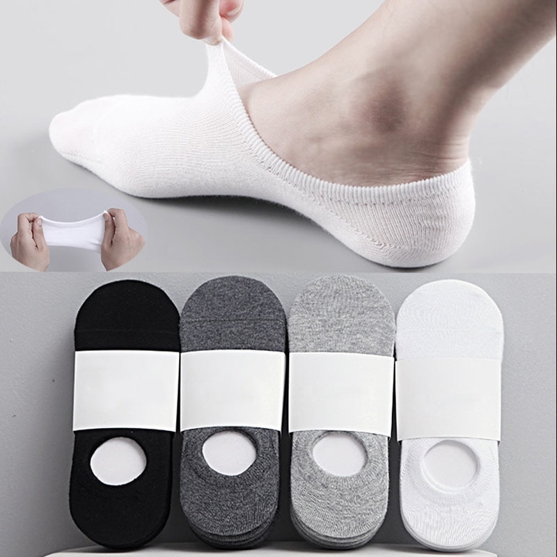 1 Pair Fashion Happy Men Boat Socks Summer Autumn Non-slip Silicone Invisible Cotton Socks Male Ankle Sock Slippers Meia