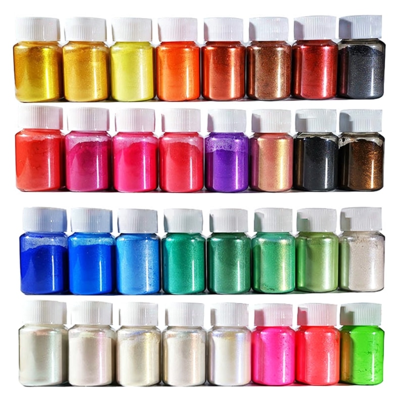 32 Colors Cosmetic Grade Pearlescent Natural Mica Mineral Powder Epoxy Resin Dye Pearl Pigment DIY Jewelry Crafts Making