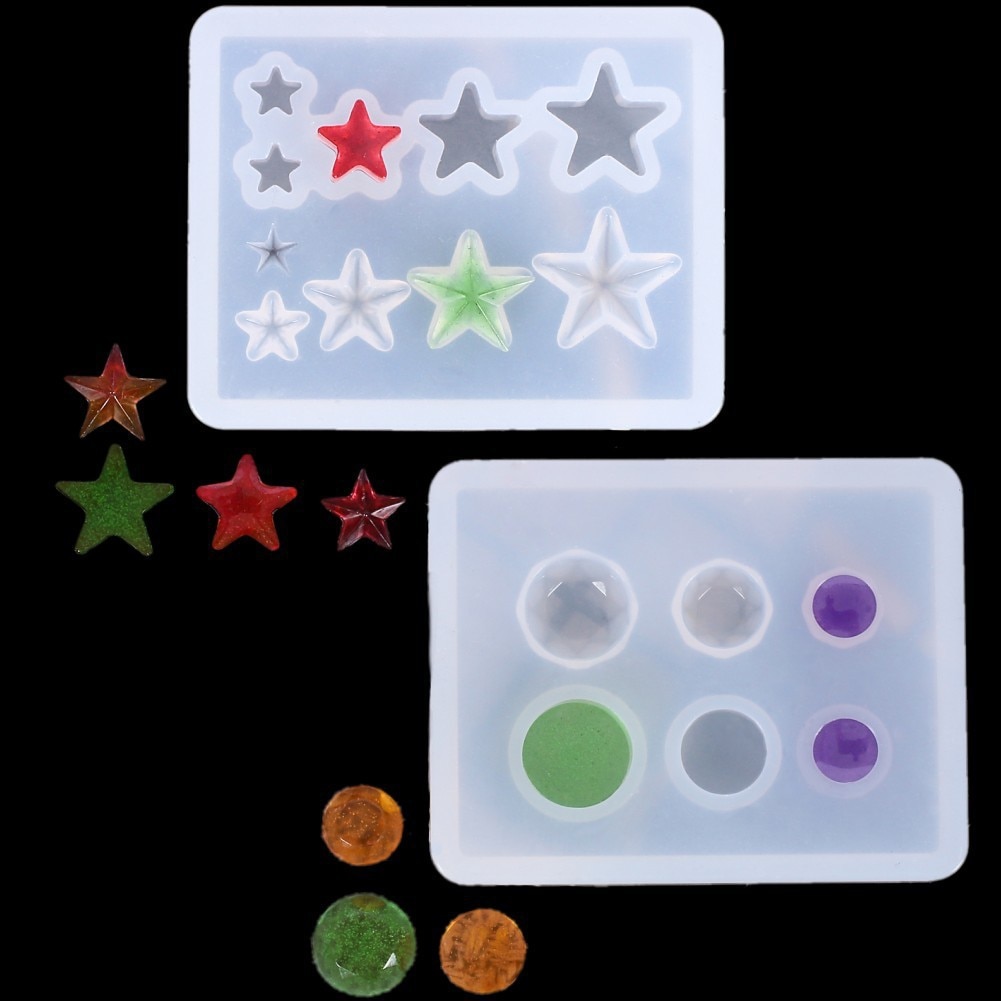 Crystal Epoxy silicone resin mold diy size five-pointed star round diamond ring earring earrings pendant earrings epoxy mold