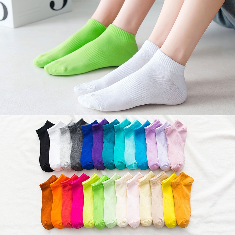 26 Colors Spring and Summer Cotton Socks Women Shallow Mouth Sock Silicone Non-slip Men Socks Breathable Invisible Socks 1 Pairs