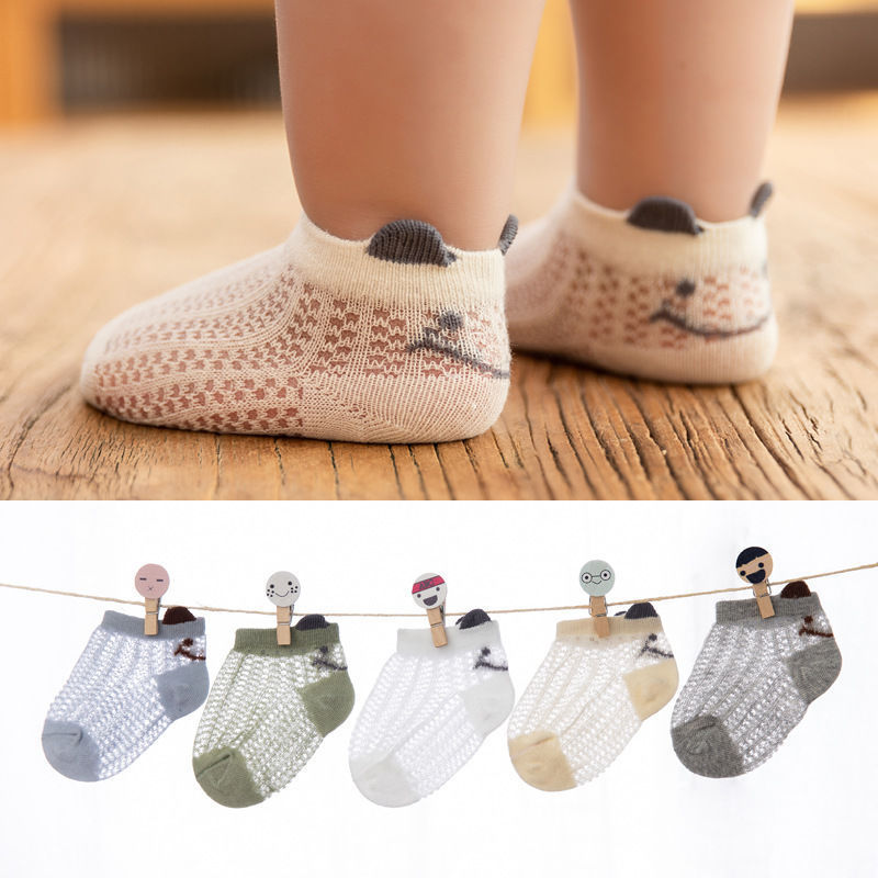 5 Pairs/Lot Newborn Baby Socks Spring Summer Breathable Cute Girls Boys Mesh Short Infant Toddler Socks Babies Accessories