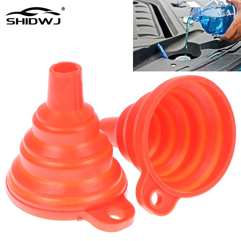 Silicone Car Auto Engine Funnel Gasoline Oil Fuel Petrol Diesel Liquid Washer Fluid Change Fill Transfer Universal Collapsible