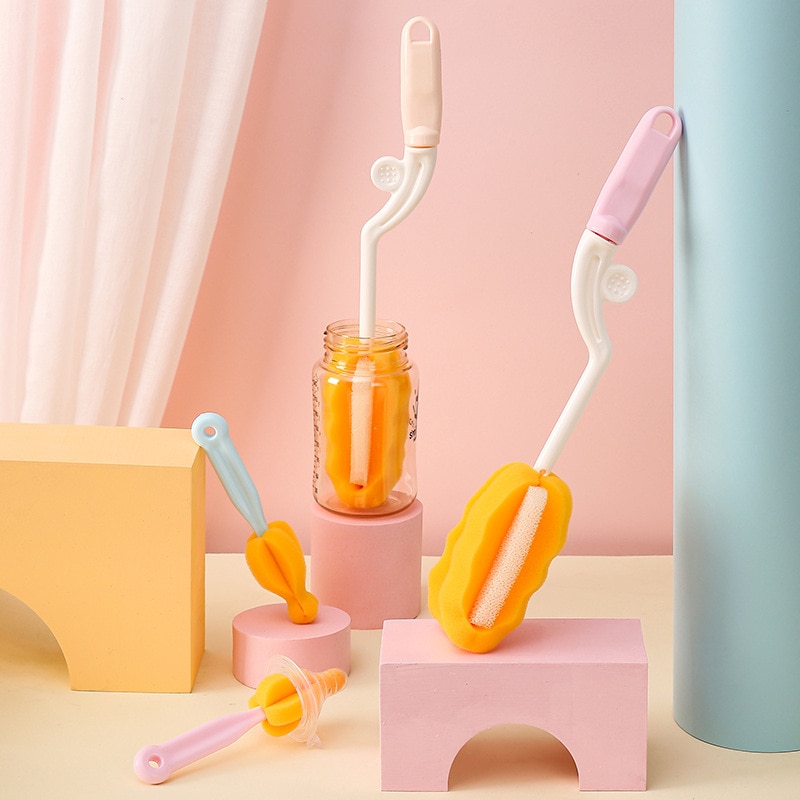 360° Rotatable Bottle Brushes Cleaner Sponge Baby Bottle Brush Washing Brush for Cups Cleaning Tool Biberones Para Bebe