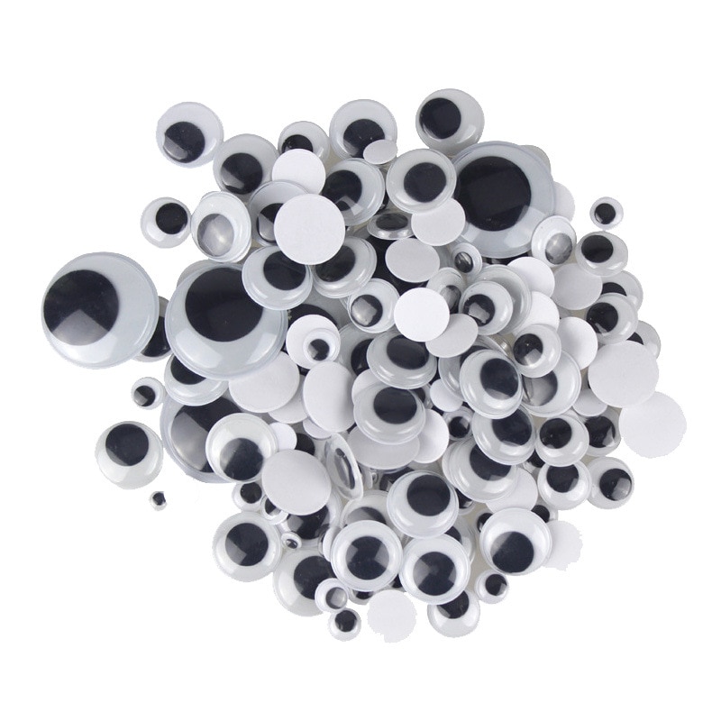 200Pcs Self Adhesive Mixed Googly Wiggly Eyes 6/8/10/12/15mm for Eggs Toys Dolls DIY Accessory for Scrapbook Kids Gift Sticker